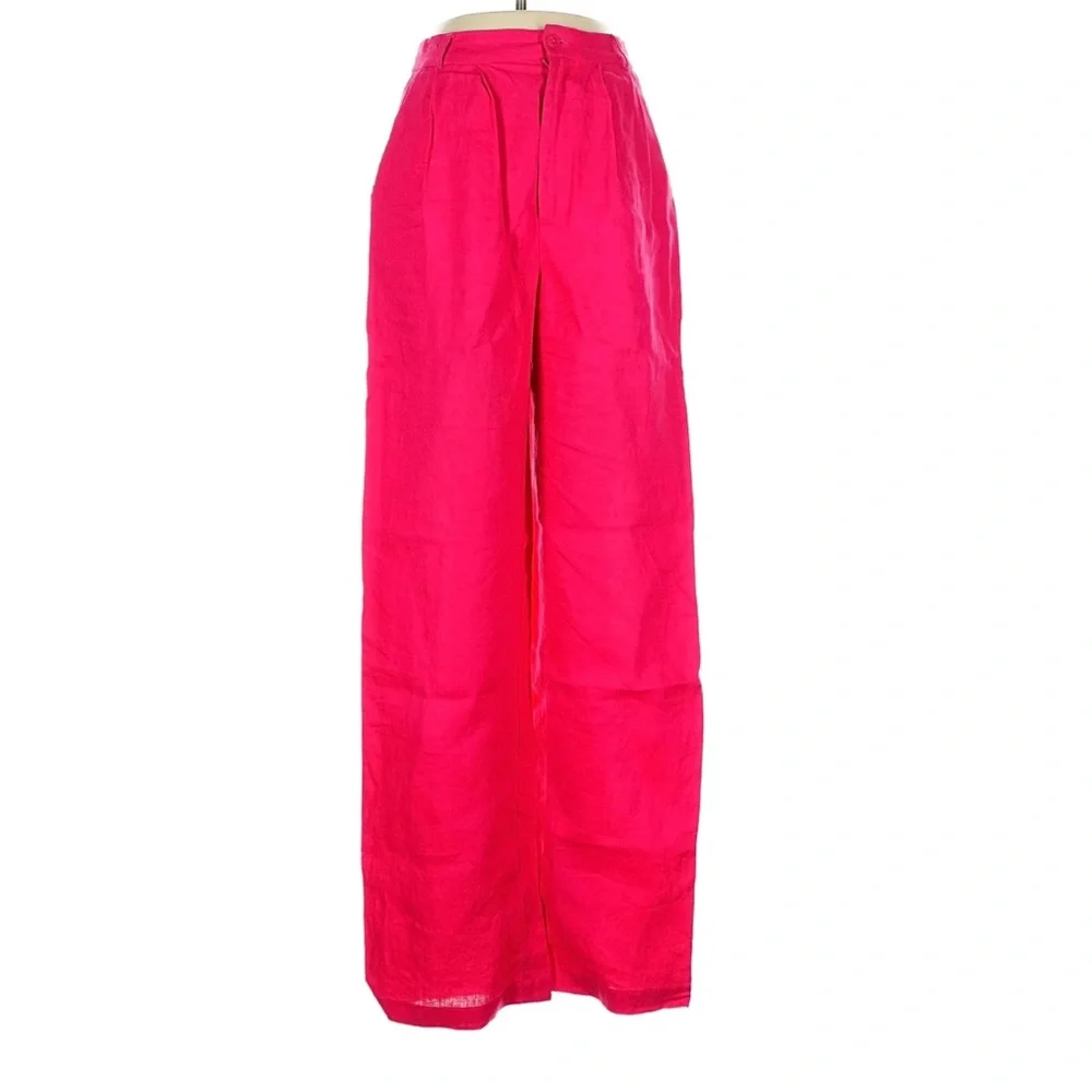 REFORMATION Vesta Linen Pant 100% Linen Pink Wide Leg Pants Size 0